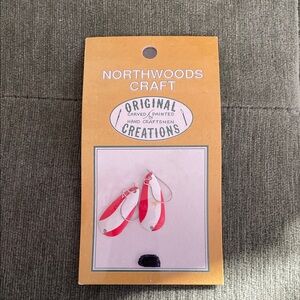 Fishing Lure Northwoods Craft Red White Earrings Spoon NEW Fish Cabin Gift Lake